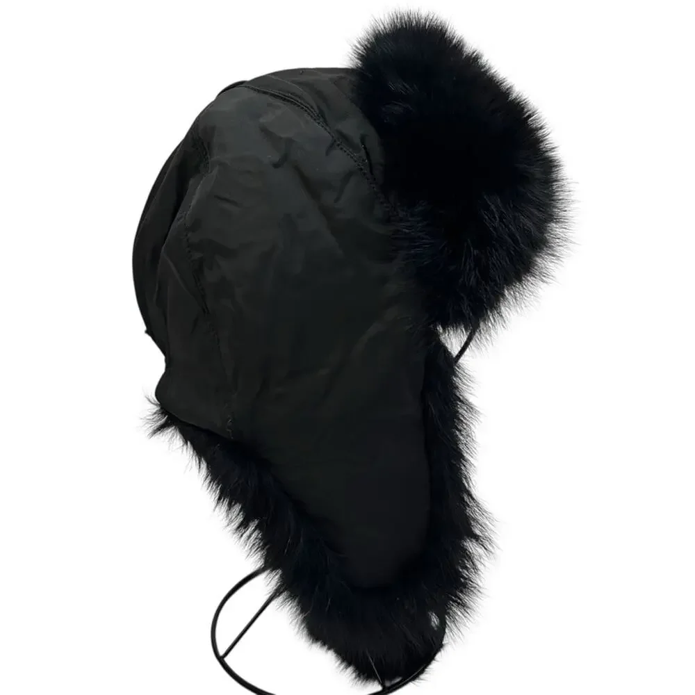 Pajar Canada Black Fur Trapper Hat | Origin Assured Fur Saga Furs | O/S | Poms